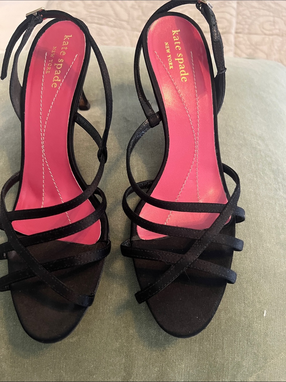 kate spade Black Strappy Slingback Heels with Pink Insole - Picture 3 of 4